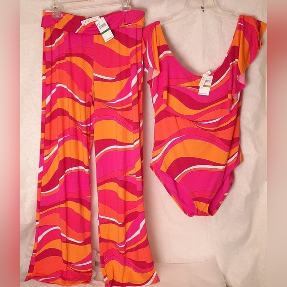Trina Turk Other - TRINA TURK Vivid Vista NWT 2 piece set - Swimsuit Size 14 & Cover Up Pants XL